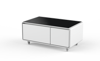 Party Time Modern Style Led Display Refrigerator Coffee Table In White Color White Built In Outlets Or Usb Primary Living Space Modern Freestanding Drawers Coffee & End Tables Glossy Rectangular