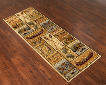 Woodland Gc Rst5001 Multi 2 Ft. 7 In. X 7 Ft. 3 In. Lodge Area Rug Cream Polypropylene