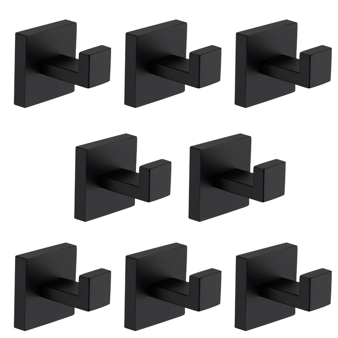 8 Pack Wall Mounted Stainless Steel Bathroom Towel Hooks Coat Hooks For Bathroom, Bedroom, Kitchen Matte Black Stainless Steel