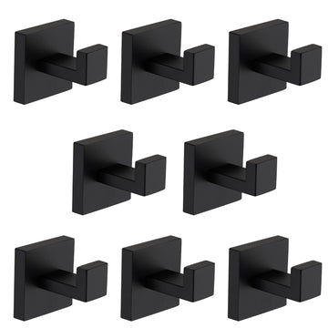 8 Pack Wall Mounted Stainless Steel Bathroom Towel Hooks Coat Hooks For Bathroom, Bedroom, Kitchen Matte Black Stainless Steel