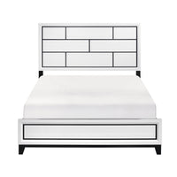 Modern Contemporary White Finish Queen Bed 1Pc Wooden Bedroom Furniture Black Line Design Box Spring Required Queen White Wood Bedroom Wood