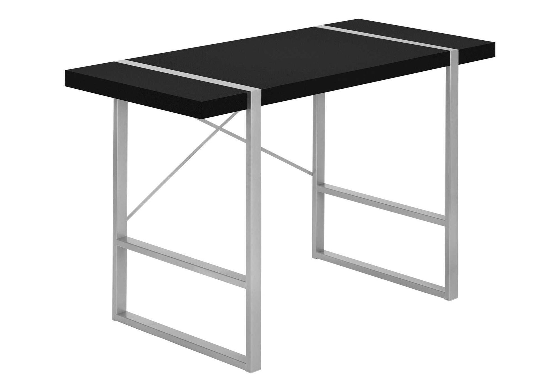 Computer Desk, Home Office, Laptop, 48"L, Work, Black Laminate, Grey Metal, Contemporary, Modern Black Particle Board