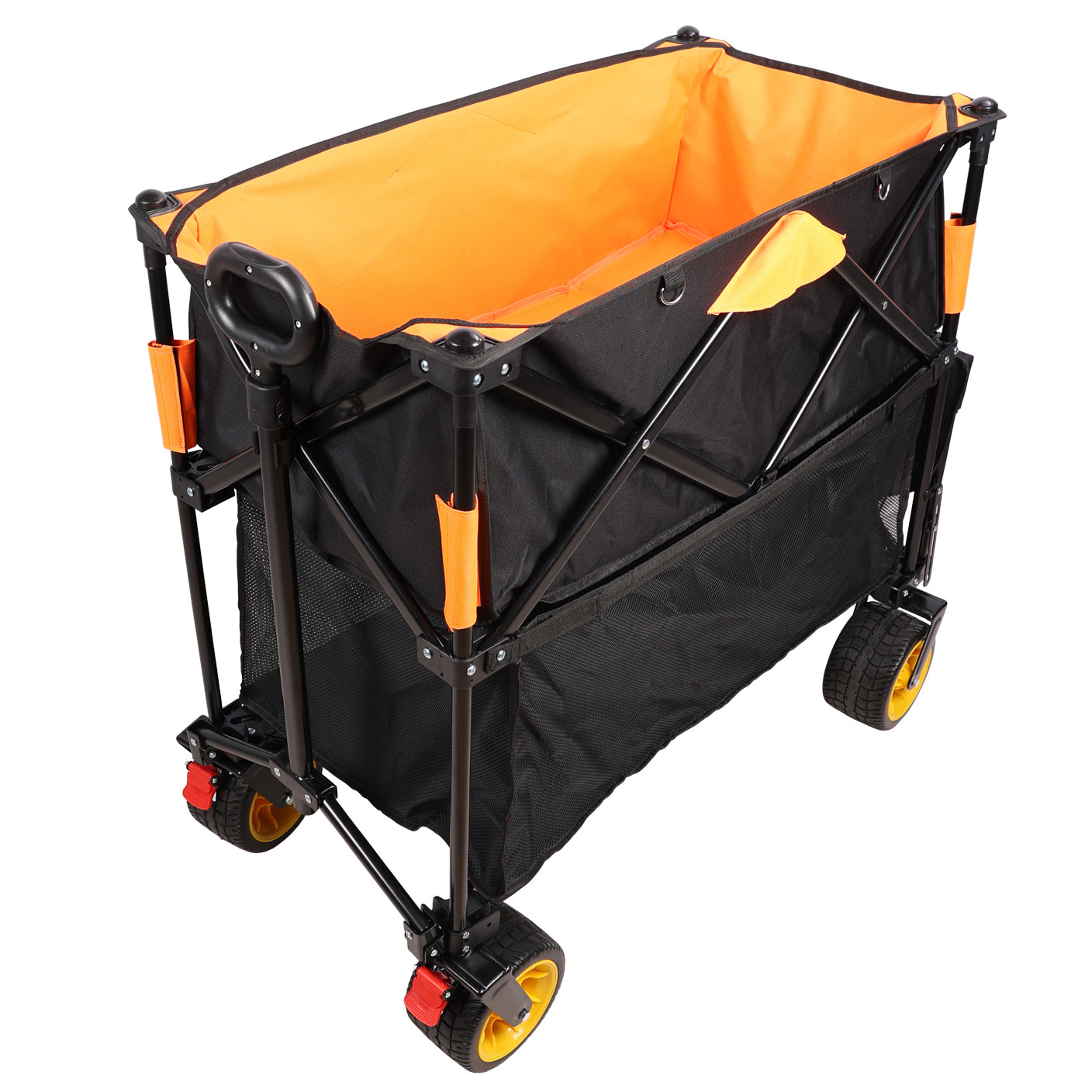 Big Large Capacity Folding Cart Extra Long Extender Wagon Cart Folding Wagon Garden Shopping Beach Cart Black Orange Black Garden & Outdoor Iron,Oxford Fabric