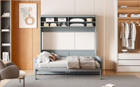 Queen Size Murphy Bed Wall Bed With Sofa,Gray Queen Gray Mdf Lvl