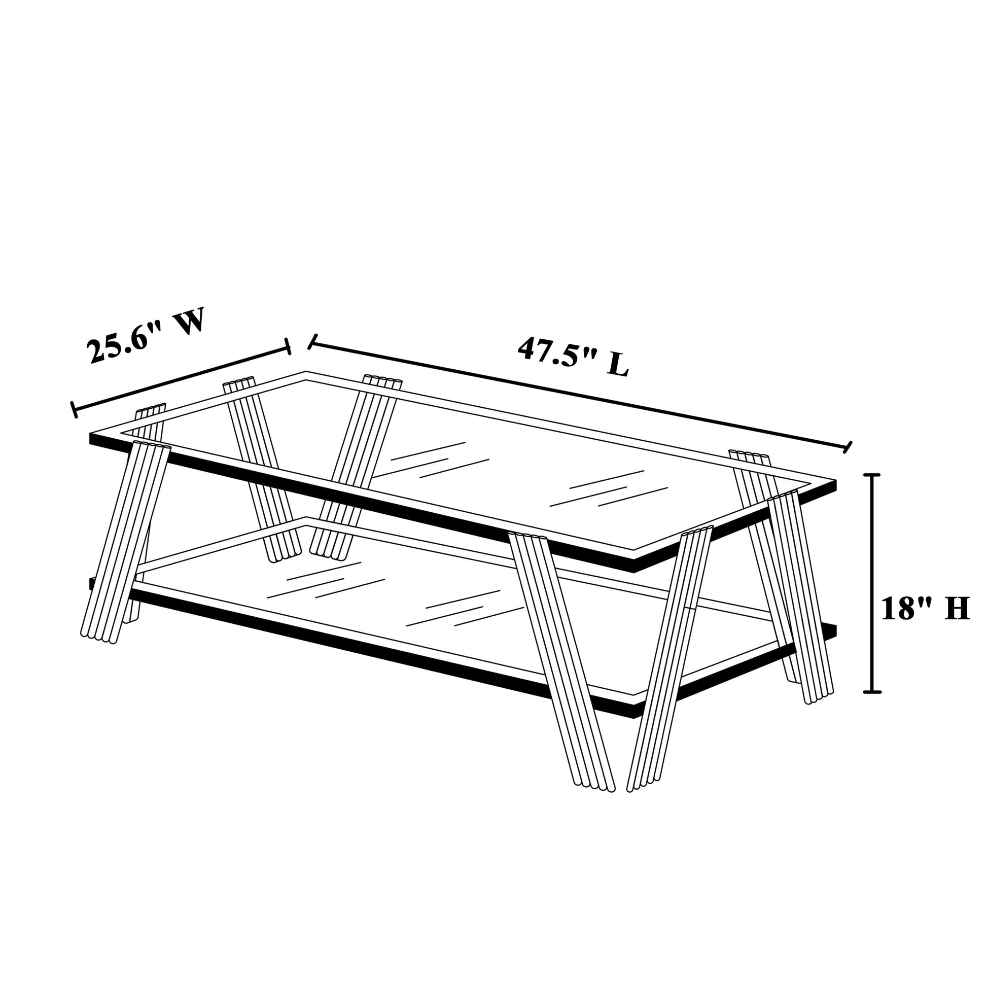 47" Wide Rectangle Modern Stainless Steel Coffee Table, Double Layer Clear Tempered Glass Coffee Table, Center Table With Storage, For Living Room Home Office, Easy Assembly, Gold Clear,Gold Modern