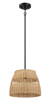 Essence Single Lights Pendant With Rattan Shade Black Metal Finish For Farmhouse Style Black,Rattan Ceiling Lights Farmhouse Metal,Rattan