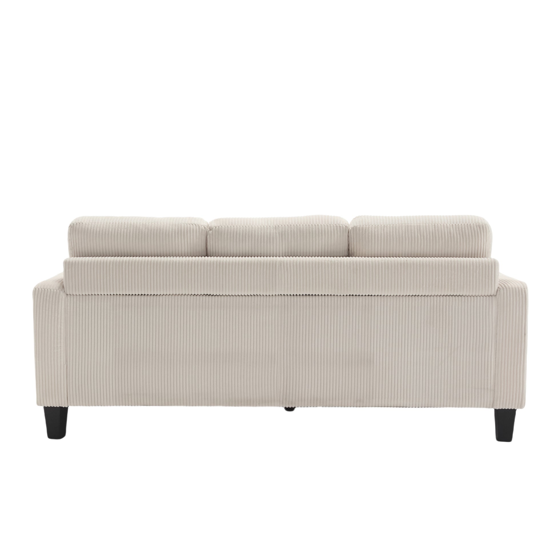 Velvet Sectional Couch Withl Shaped Sofa With Ottoman For Small Apartment Beige Velvet 3 Seat