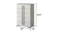 Olivia Contemporary Style 5 Drawer Chest Made With Wood In White White Bedroom Contemporary Solid Wood Mdf Wood