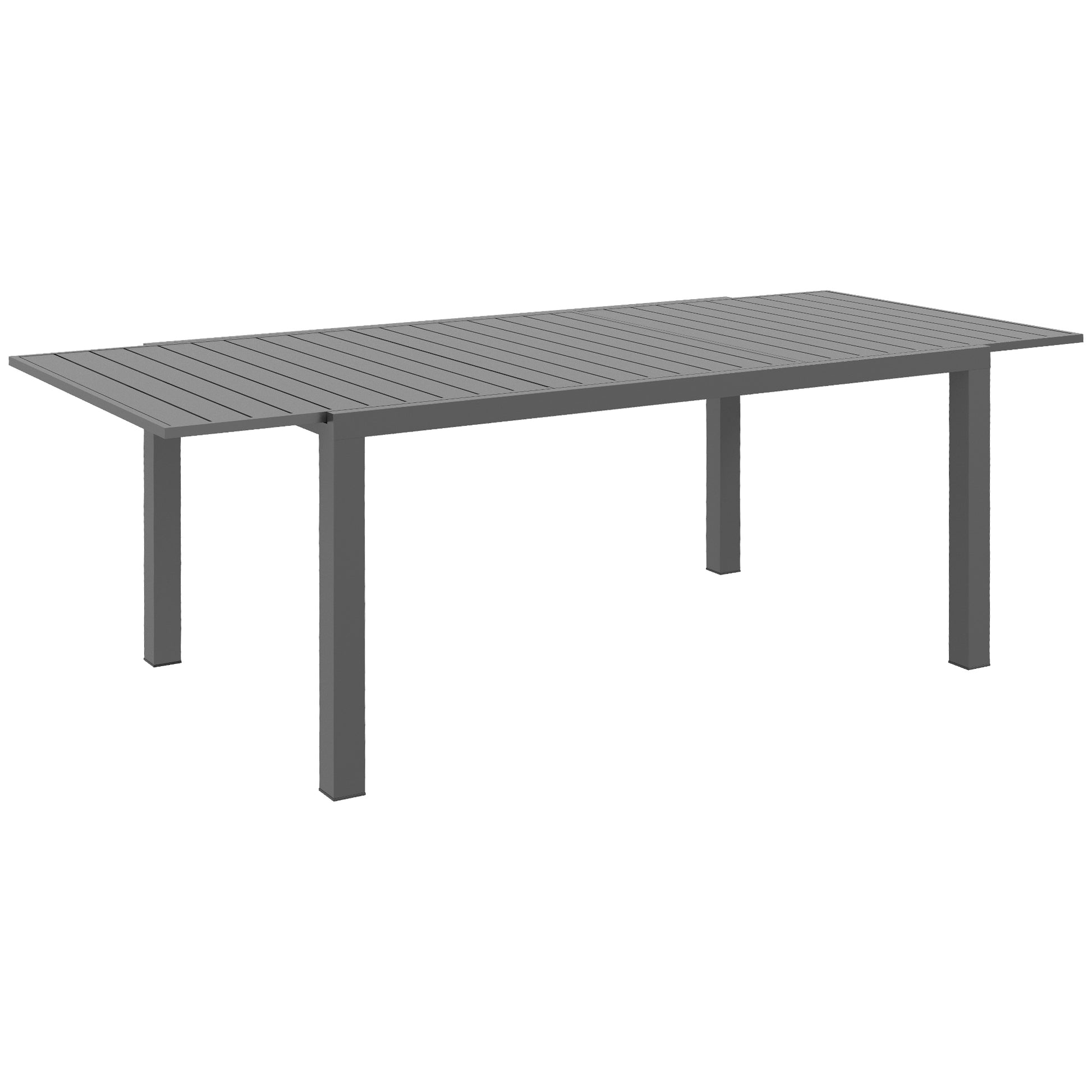 Outsunny Expandable Patio Table, Rectangle Patio Table, Outdoor Dining Table For 6 8 People With Aluminum Frame & Slatted Tabletop For Garden, Lawn, Balcony, Terrace, Charcoal Gray Gray Aluminum