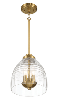 Ember Three Candle Lights Chain Pendant With Clear Glass Satin Brass Clear,Gold Ceiling Lights Brass,Glass,Metal
