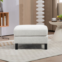 Homcom Module For Modular Sectional Sofa, Ottoman With Wood Legs And Pocket Spring For Living Room, Bedroom, Cream White Cream White Polyester