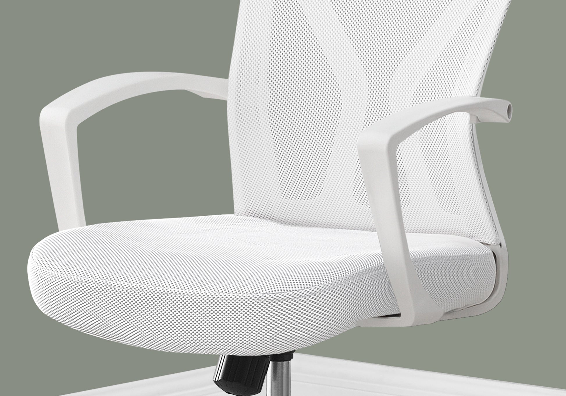 Office Chair, Adjustable Height, Swivel, Ergonomic, Armrests, Computer Desk, Work, White Mesh, Chrome Metal, Contemporary, Modern White Foam Polyester