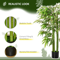 Homcom 4.5Ft Artificial Bamboo Tree, Faux Decorative Plant In Nursery Pot For Indoor Or Outdoor D Cor Green Plastic