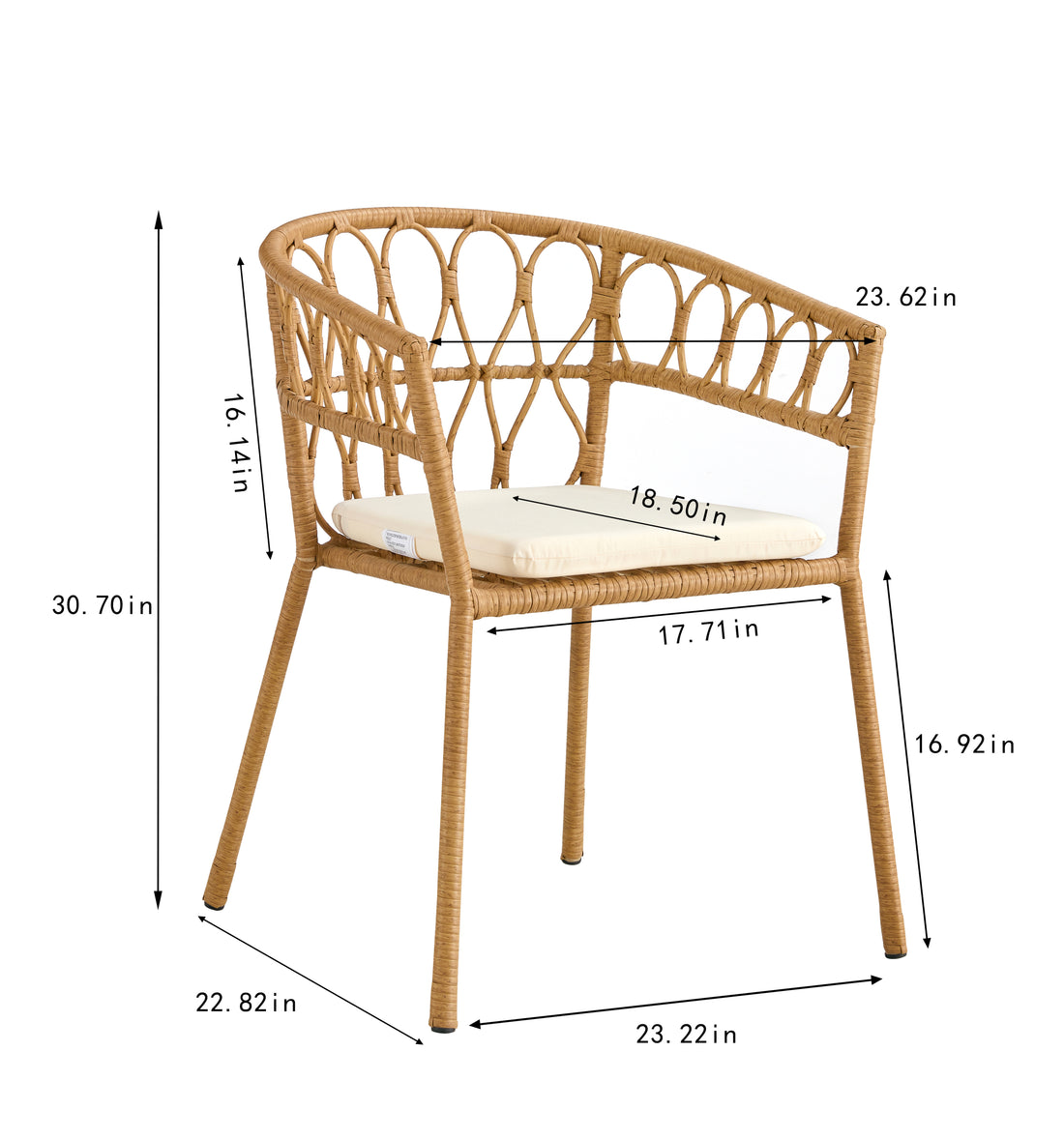 Outdoor Dinner Simple Bamboo Woven Chair 4 Yes Antique Brown Water Resistant Cushion Antique Pe Rattan Iron