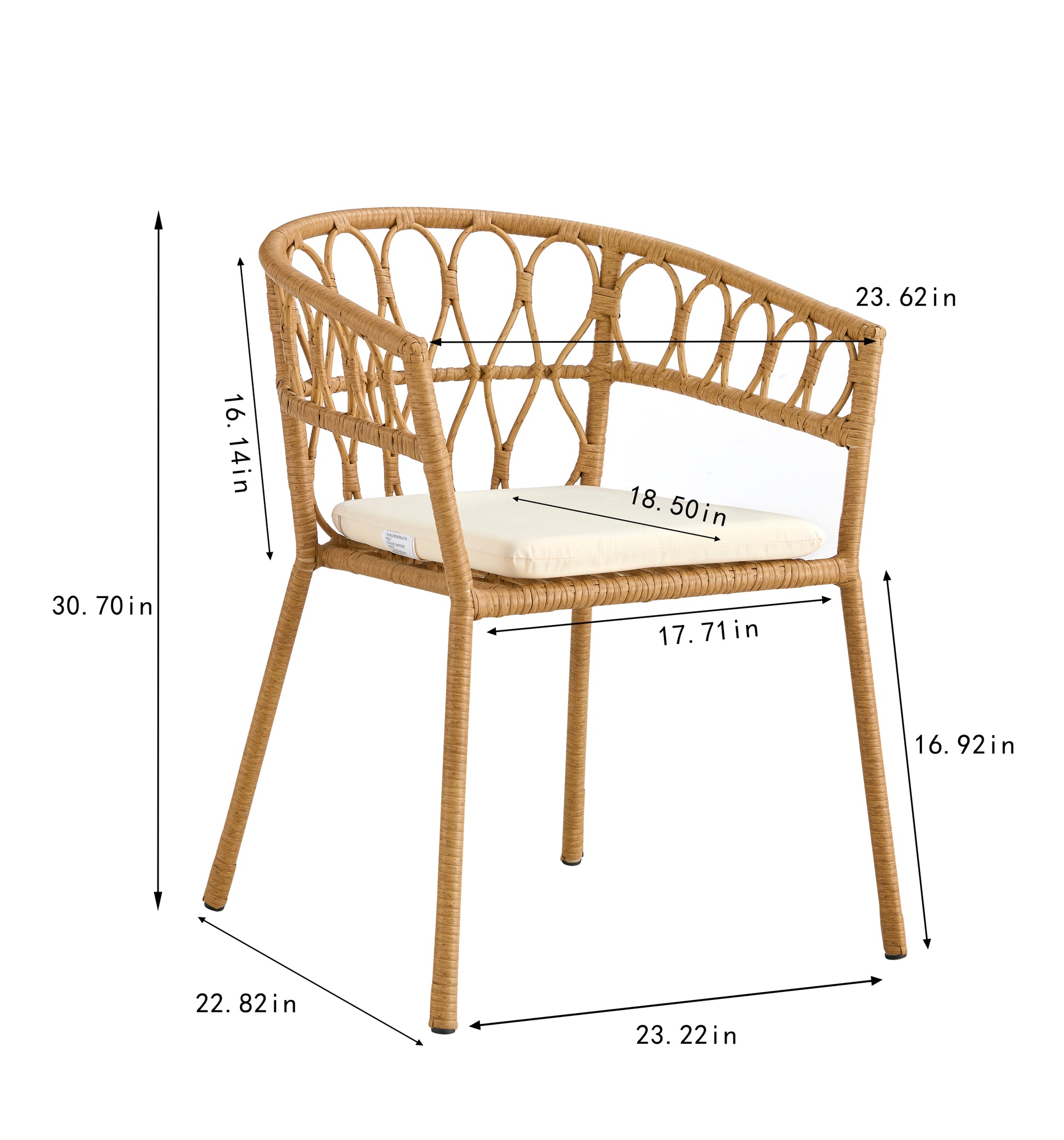 Outdoor Dinner Simple Bamboo Woven Chair 4 Yes Antique Brown Water Resistant Cushion Antique Pe Rattan Iron