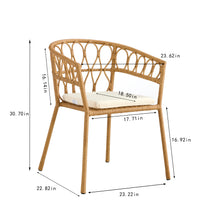 Outdoor Dinner Simple Bamboo Woven Chair 4 Yes Antique Brown Water Resistant Cushion Antique Pe Rattan Iron