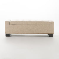 Chelsea Storage Ottoman W Studs Wheat Fabric