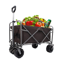 Outdoor Garden Park Utility Kids Wagon Portable Beach Trolley Cart Camping Foldable With Big Wheels Folding Wagon Black Brown Garden & Outdoor Fabric Steel