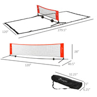 Soozier 10Ft Portable Soccer Tennis Pickleball Badminton Mini Tennis Net W Sideline For Training With Included Storage Bag, Red Black Red Iron