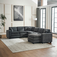 Modern U Shaped 6 Seat Sectional Sofa Couch With One Ottoman And Three Toss Pillows ,Modular Sofa For Living Room,Corduroy Sofa Grey Corduroy 7 Seat