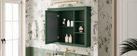 35'' X 27.5'' Medicine Cabinet, Wall Mounted Bathroom Storage Cabinet, Modern Bathroom Wall Cabinet With Mirror, Mirror Cabinet With 6 Open Shelves Not Include Bathroom Vanity Green 1 Bathroom Wall Mounted Modern Mdf Painted