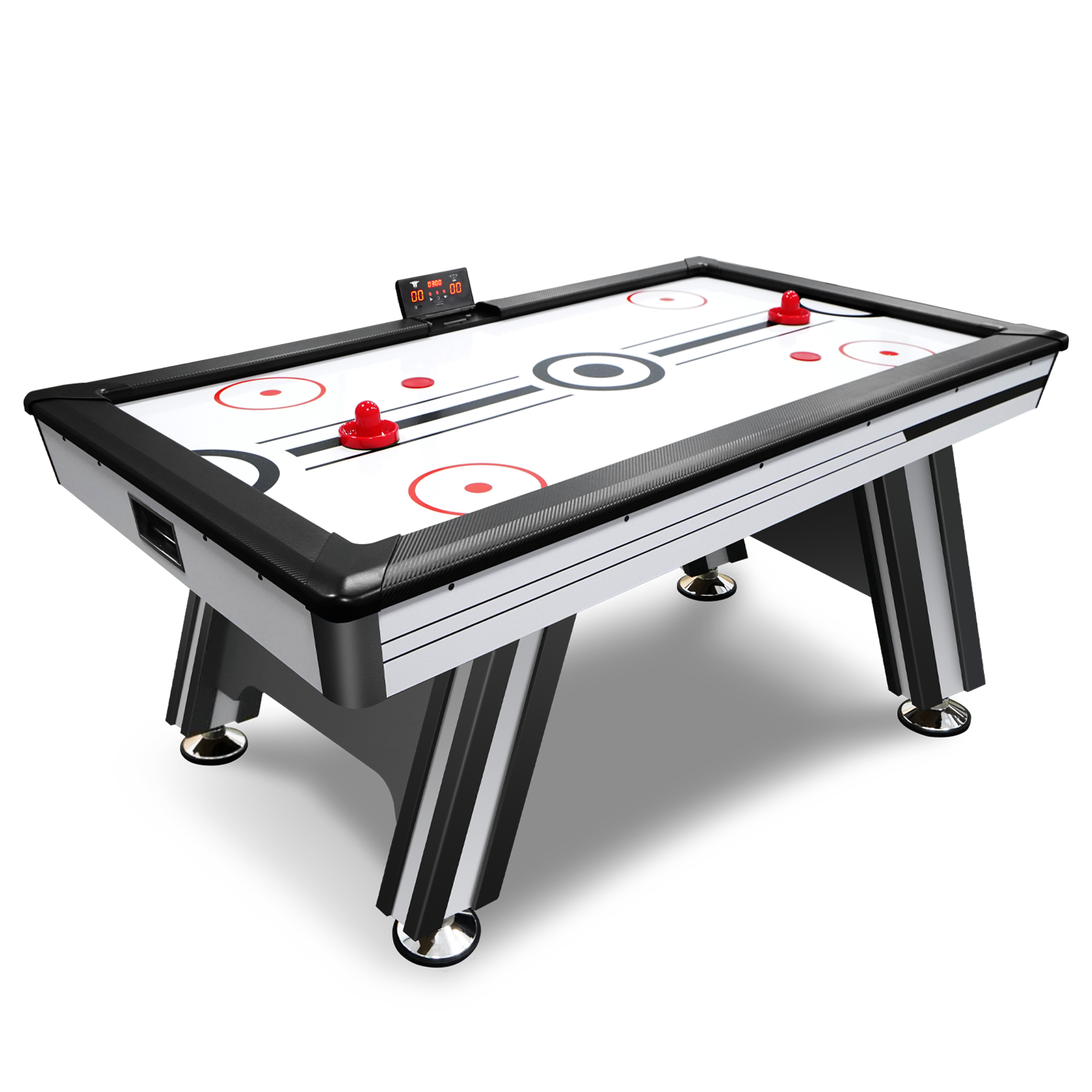 Air Hockey Table, 72" Indoor Hockey Table For Kids And Adults, Led Sports Hockey Game With 2 Pucks, 2 Pushers, And Electronic Score System, Arcade Gaming Set For Game Room Family Home Indoor Fitness Black White Gym Gym Mdf