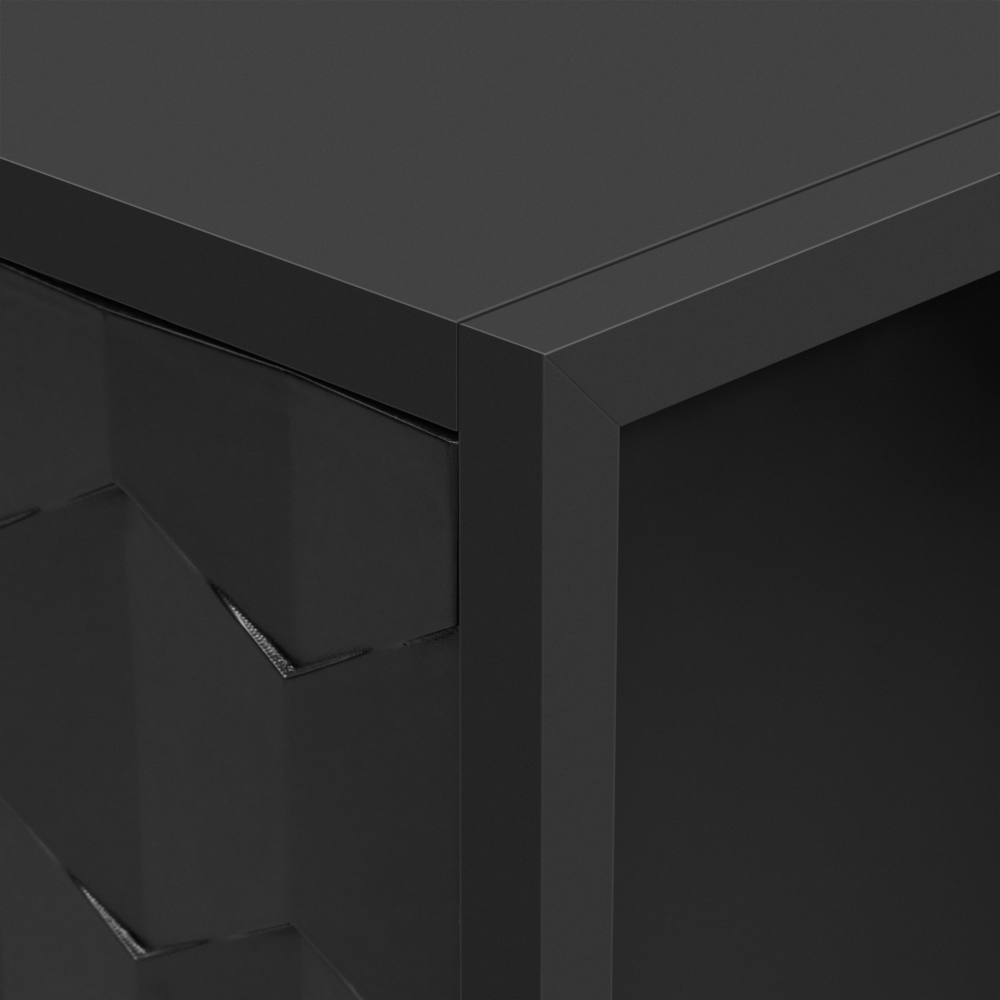 Luxurious Four Door Sideboard With Honeycomb Patterned Doors, Offering Large Storage For Study,Entrance And Living Room Black Primary Living Space American Design Mdf