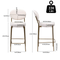 29'' Upholstered Bar Stools Pu Counter Stool With Backrest & Footrest Set Of 2 Round Faux Leather Dining Chairs For Kitchen Creamy White Creamy White Dining Room Foam Dry Clean Round Modern Set Of 2