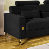 Fx P15 Bk Sofa Temu Suitable Black Velvet 2 Seat