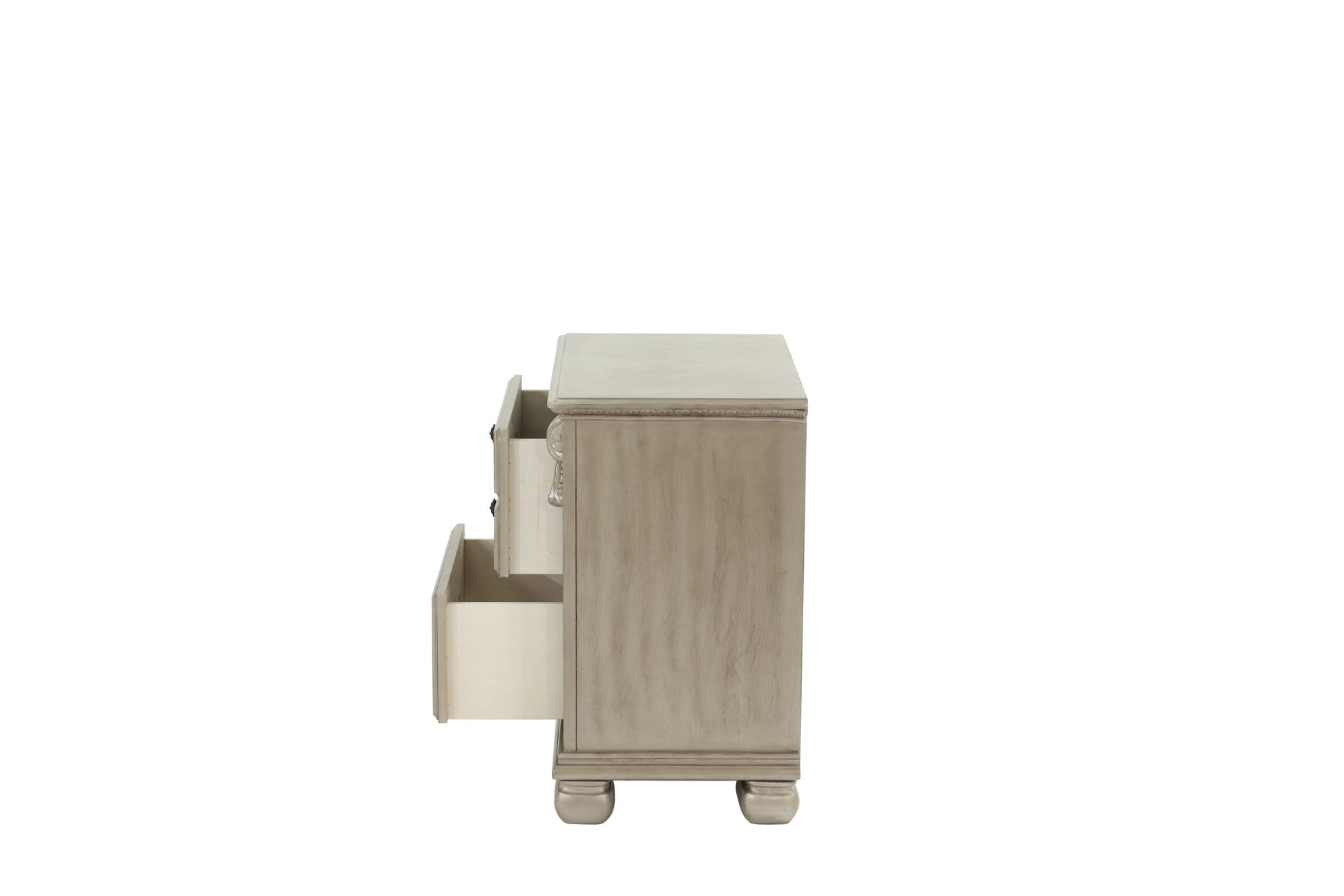 Classic Bedroom Formal Nightstand Antique Silver Finish 2 Drawers 1Pc Bedside Table Plywood Furniture Antique Silver 2 Drawers Bedroom Bedside Cabinet American Traditional,Classic,Luxury,Traditional Pine Drawers Silver Particle Board Mdf
