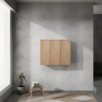 12" Bathroom Side Cabinet, 3 Soft Close Doors, Float Mounting Design, 12*3 Kd Packing Imitative Oak 3 Bathroom Wall Mounted Modern Plywood Plywood