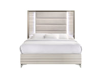 Star White Queen Bed With Led White Solid Wood Mdf