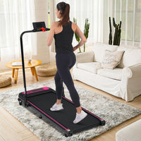 Folding Walking Pad Under Desk Treadmill For Home Office 2.5Hp Walking Treadmill With Incline 0.5 7.5Mph 300Lbs Capacity Treadmill For Walking Running Two Ways To Adjust Speed Indoor Fitness Pink