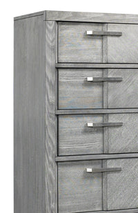 5 Drawer Chest In Gray Book Matched Veneers Gray Solid Wood Mdf