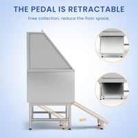 Pet Bathtub 50 Inch Professional Dog Rinse Station Left Side Ramp With Faucet, Leash And Other Accessories, Adjustable Legs, Pet Wash Station For Dogs Of All Sizes,50.2"L X 27.6"W X 60.2"H Silver Stainless Steel
