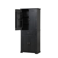 Bathroom Storage Cabinet With Doors And Drawer, Multiple Storage Space, Adjustable Shelf, Black Black Mdf