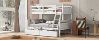 Twin Over Full Bunk Bed With Ladder, Two Storage Drawers, Safety Guardrail, White Box Spring Not Required Twin White Wood Bedroom Bed Frame Pine