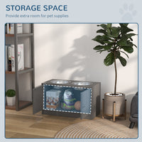 Pawhut Large Elevated Dog Bowls With Storage Cabinet Containing Large 44L Capacity, Raised Dog Bowl Stand Pet Food Bowl Dog Feeding Station, Gray Gray Mdf