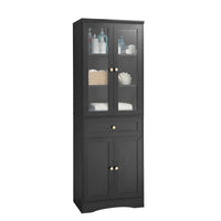 Tall Bathroom Storage Cabinet, Cabinet With Four Doors And Drawers, Adjustable Shelf, Mdf Board, Black Black Mdf