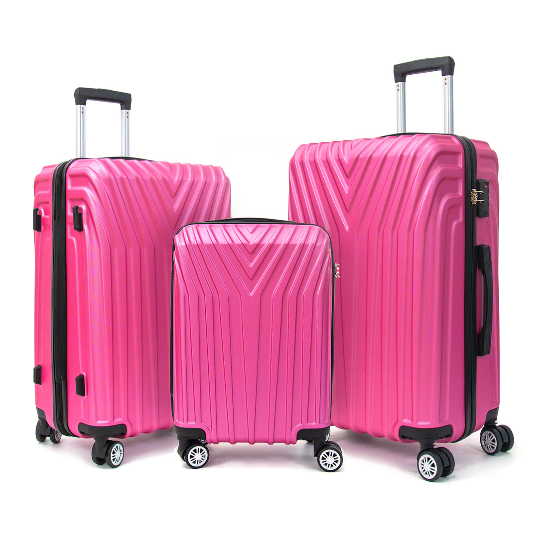 Abs Hard Shell 3 Piece Luggage Set 20 24 28 With 360 Rotating Wheel And Tsa Lock Men And Women Ideal For Business Trips And Family Getaways Rose Red Abs