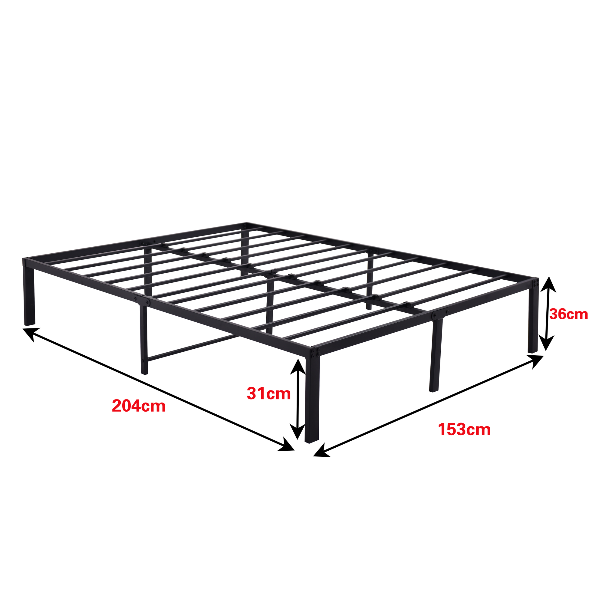 14 Inch Bed Frame Queen Size Heavy Duty Steel Slat Support Metal Platform Queen Bed Frame No Box Spring Needed, Easy Assembly, Black Queen Black Metal