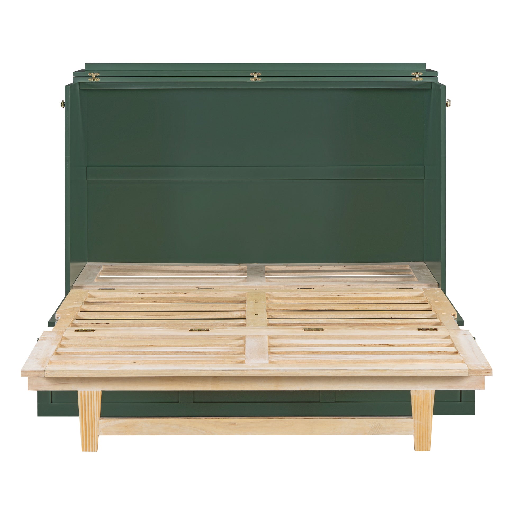 Full Size Murphy Bed With Large Drawers,Green Full Green Plywood