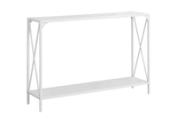 Accent Table, Console, Entryway, Narrow, Sofa, Living Room, Bedroom, White Laminate, White Metal, Contemporary, Modern White Mdf