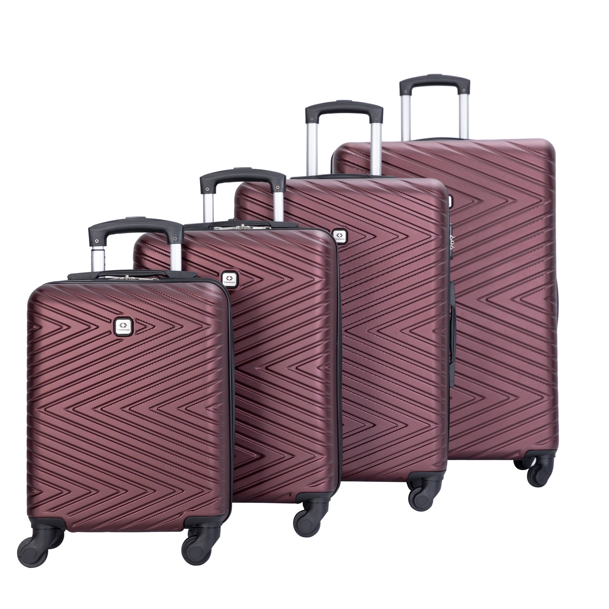 Luggage 4 Piece Abs Lightweight Suitcase With Rotating Wheels, 24 Inch And 28 Inch With Tsa Lock, 16 20 24 28 Wine Red Wine Red Abs