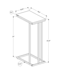 Accent Table, C Shaped, End, Side, Snack, Living Room, Bedroom, White Laminate, White Metal, Contemporary, Modern White Mdf