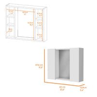 Draco Medicine Cabinet, Mirror, Double Door, One External Shelf White 2 1 Bathroom Wall Mounted Modern Mdf Engineered Wood