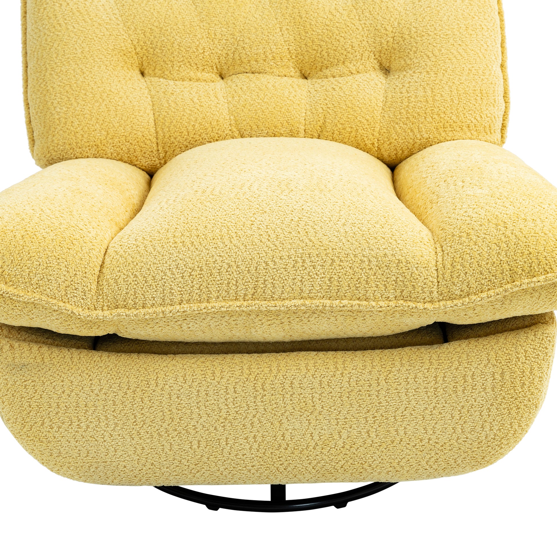 360 Swivel Recliner Adjustable Chair Chenille Glider Swivel Reclining Sofa Chair With Black Metal Round Base Yellow Yellow Foam Upholstered