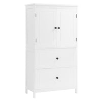 Bathroom Storage Cabinet, Cabinet With Two Doors And Drawers, Adjustable Shelf, Mdf Board, White White Mdf