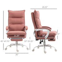 Vinsetto Executive Massage Office Chair With 6 Vibration Points, Microfiber Computer Desk Chair, Heated Reclining Chair With Footrest, Armrest, Double Padding, Pink Pink Polyester