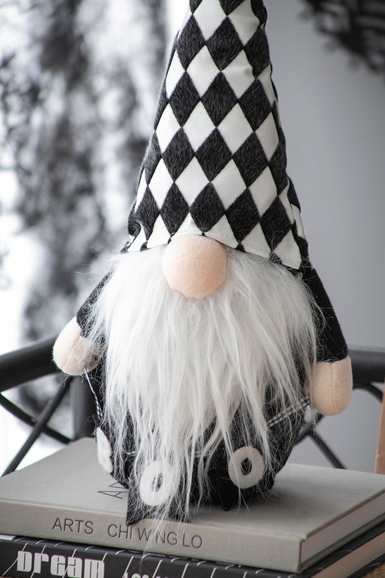 8.3X4.7X15.7" Fabric Gnome Decor, For Halloween Decor Black,White Polyester